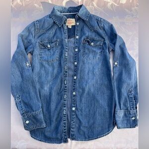 Levi's Women's XS Blue Denim Chambray Button-Up Shirt 100% Cotton